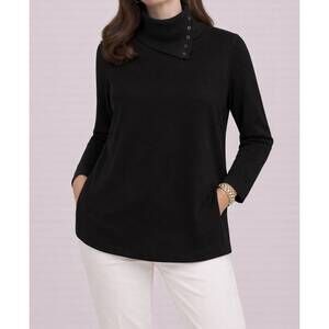 NEW E.L.I. the kinsale fold-over turtleneck top in black